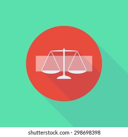 Illustration of a long shadow do not enter icon with a justice weight scale sign