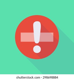 Illustration of a long shadow do not enter icon with an admiration sign