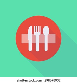 Illustration of a long shadow do not enter icon with cutlery