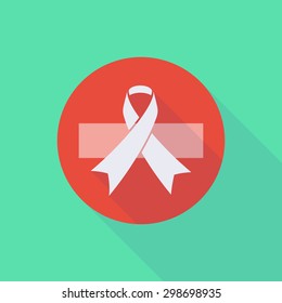 Illustration of a long shadow do not enter icon with an awareness ribbon