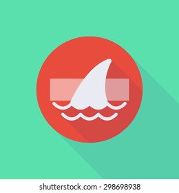 Illustration of a long shadow do not enter icon with a shark fin