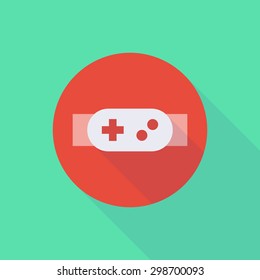 Illustration of a long shadow do not enter icon with a game pad