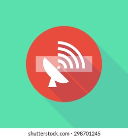 Illustration of a long shadow do not enter icon with a satellite dish