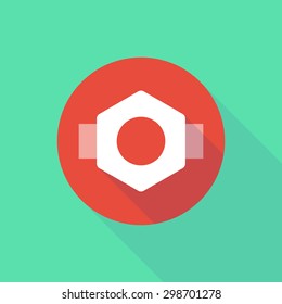 Illustration of a long shadow do not enter icon with a nut