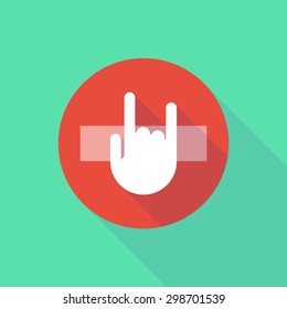 Illustration of a long shadow do not enter icon with a rocking hand