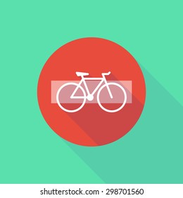 Illustration of a long shadow do not enter icon with a bicycle