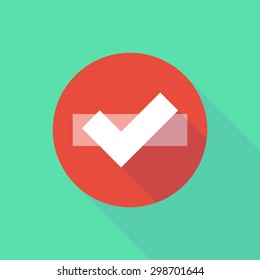Illustration of a long shadow do not enter icon with a check mark