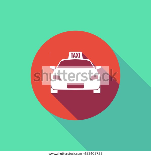 Illustration of a long shadow do not enter signal\
with  a taxi icon