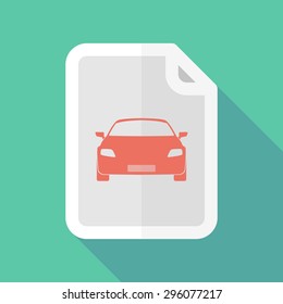 Illustration of a long shadow document icon with a car