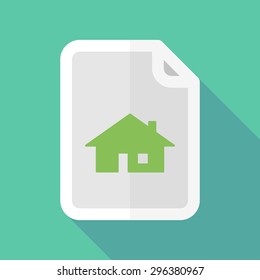 Illustration of a long shadow document icon with a house