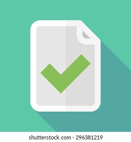 Illustration of a long shadow document icon with a check mark