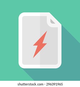 Illustration of a long shadow document icon with a lightning