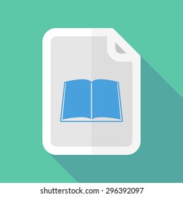 Illustration of a long shadow document icon with a book