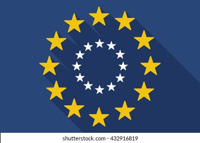 Illustration of a long shadow EU flag with  the EU flag stars