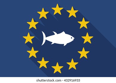 Illustration of a long shadow EU flag with  a tuna fish