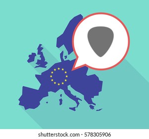 Illustration of a long shadow European Union map, its flag and a balloon with a plectrum
