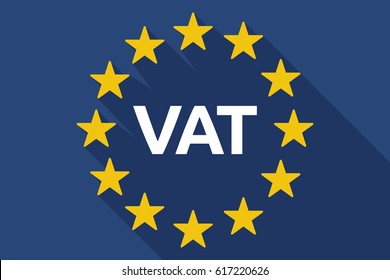 Illustration of a long shadow European Union flag with  the value added tax acronym VAT