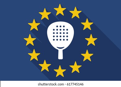 Illustration of a long shadow European Union flag with  a paddle racket 