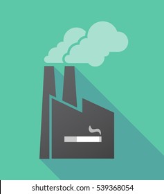 Illustration of a long shadow factory with a cigarette