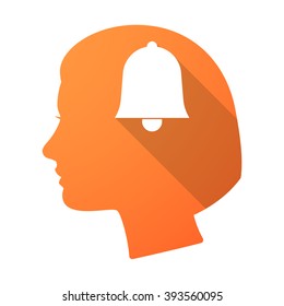 Illustration of a long shadow female head with a bell