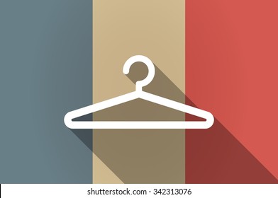 Illustration of a long shadow flag of France vector icon with a hanger