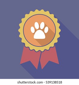 Illustration of a long shadow flat color badge with an animal footprint