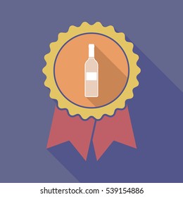 Illustration of a long shadow flat color badge with a bottle of wine