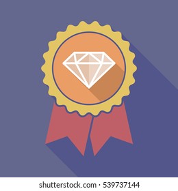 Illustration of a long shadow flat color badge with a diamond