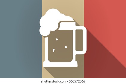 Illustration of a long shadow France flag with  a beer jar icon