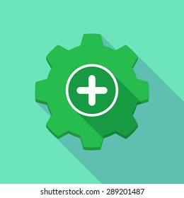 Illustration of a long shadow gear icon with a sum sign