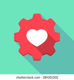 Illustration of a long shadow gear icon with a heart