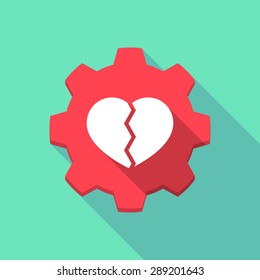 Illustration Of A Long Shadow Gear Icon With A Broken Heart