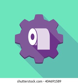 Illustration of a long shadow gear icon with a toilet paper roll