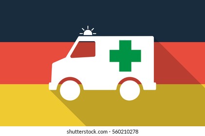 Illustration of a long shadow Germany flag with  an ambulance icon