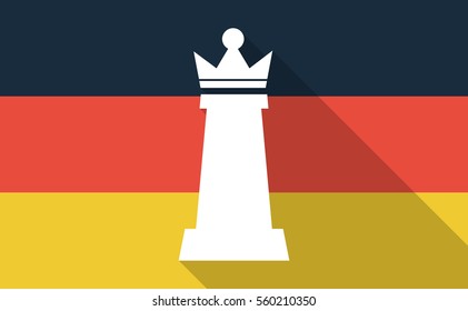 Illustration of a long shadow Germany flag with a  queen   chess figure