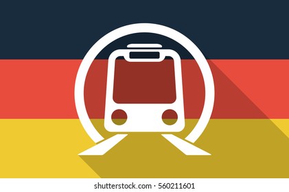 Illustration of a long shadow Germany flag with  a subway train icon