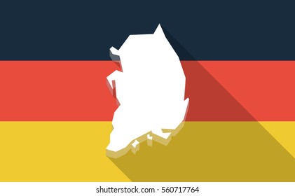 Illustration of a long shadow Germany flag with  the map of South Korea