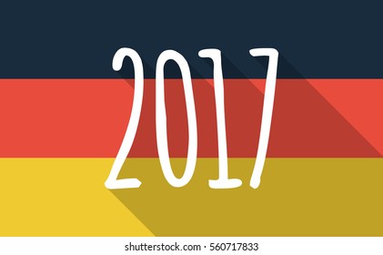 Illustration of a long shadow Germany flag with  a 2017 year  number icon