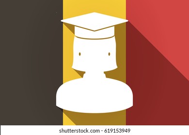 Illustration of a long shadow Germany flag with  a female graduated student