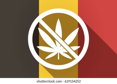 Illustration of a long shadow Germany flag with  a marijuana leaf  in a not allowed signal 