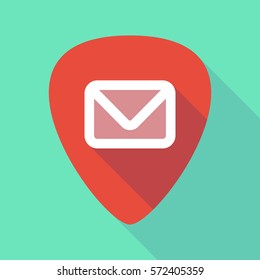 Illustration of a long shadow guitar pick with an envelope