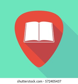 Illustration of a long shadow guitar pick with a book