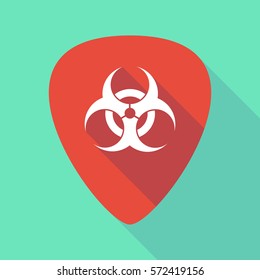 Illustration of a long shadow guitar pick with a biohazard sign