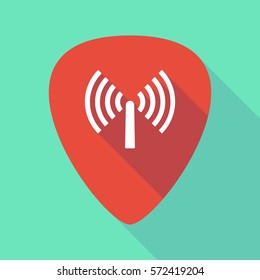 Illustration of a long shadow guitar pick with an antenna