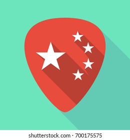 Illustration of a long shadow guitar pick with  the five stars china flag symbol