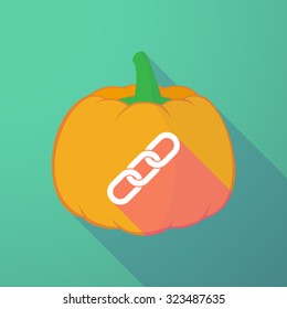 Illustration of a long shadow halloween pumpkin with a chain
