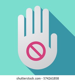 Illustration of a long shadow hand with  a forbidden sign