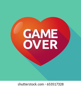 Illustration of a long shadow heart with  the text Game Over