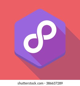Illustration of a long shadow hexagon icon with an infinite sign