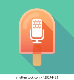 Illustration of long shadow ice cream icon with  a microphone sign